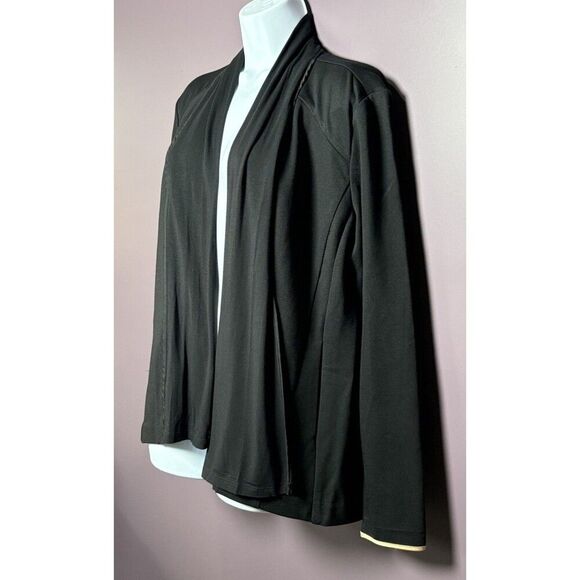 H Halston Open Front Blazer Jacket Women’s Size Medium Black Ivory Trim Office - Picture 10 of 10